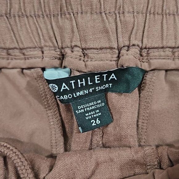 Athleta Cabo Linen 4" Short Hearth Rose Size 26 NWOT Lounge Summer Beach - Picture 2 of 6